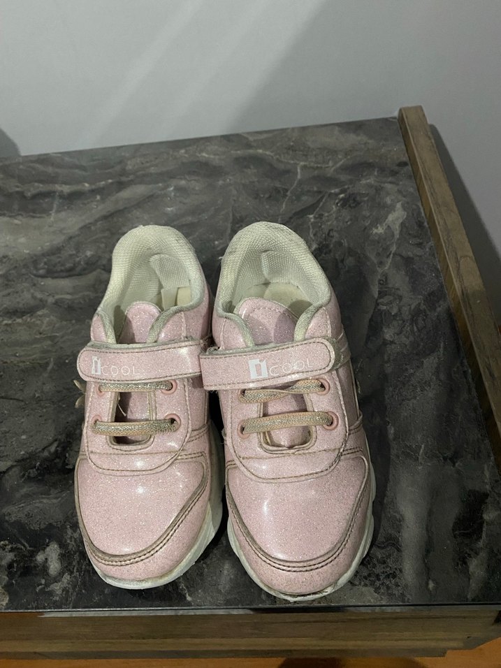 Kız Çocukları İçin ışıklı Pembe Cırt Cırtlı Sneakers - Görsel 4