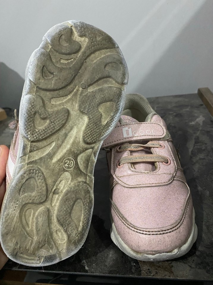 Kız Çocukları İçin ışıklı Pembe Cırt Cırtlı Sneakers - Görsel 3