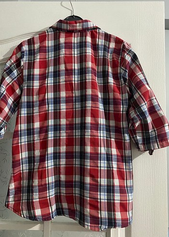 Kadın Kırmızı Ekose Düğmeli Gömlek - Görsel 4