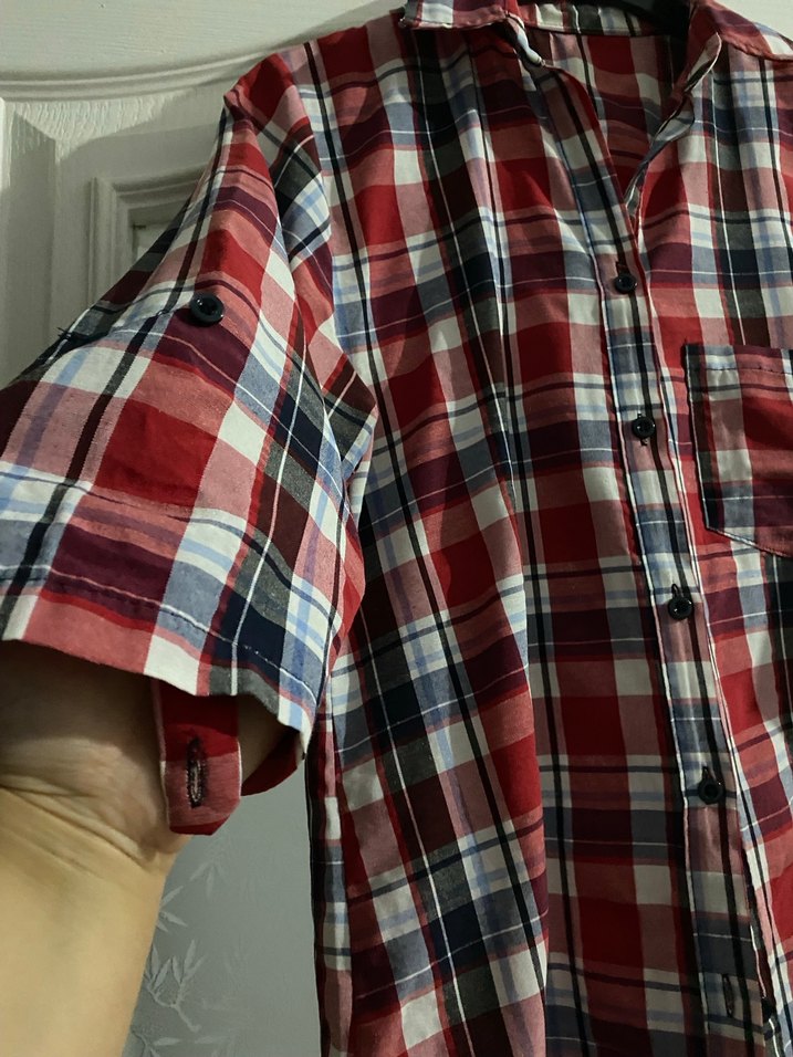 Kadın Kırmızı Ekose Düğmeli Gömlek - Görsel 2