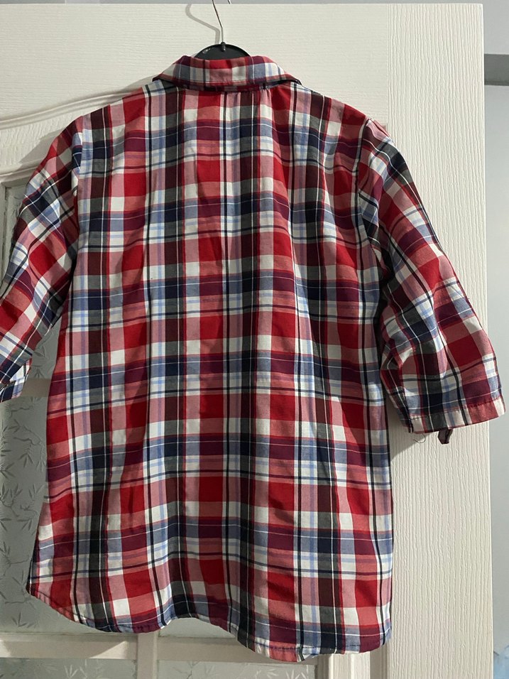 Kadın Kırmızı Ekose Düğmeli Gömlek - Görsel 4