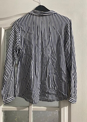 Pamuklu Çizgili Uzun Kollu Gömlek - Görsel 4