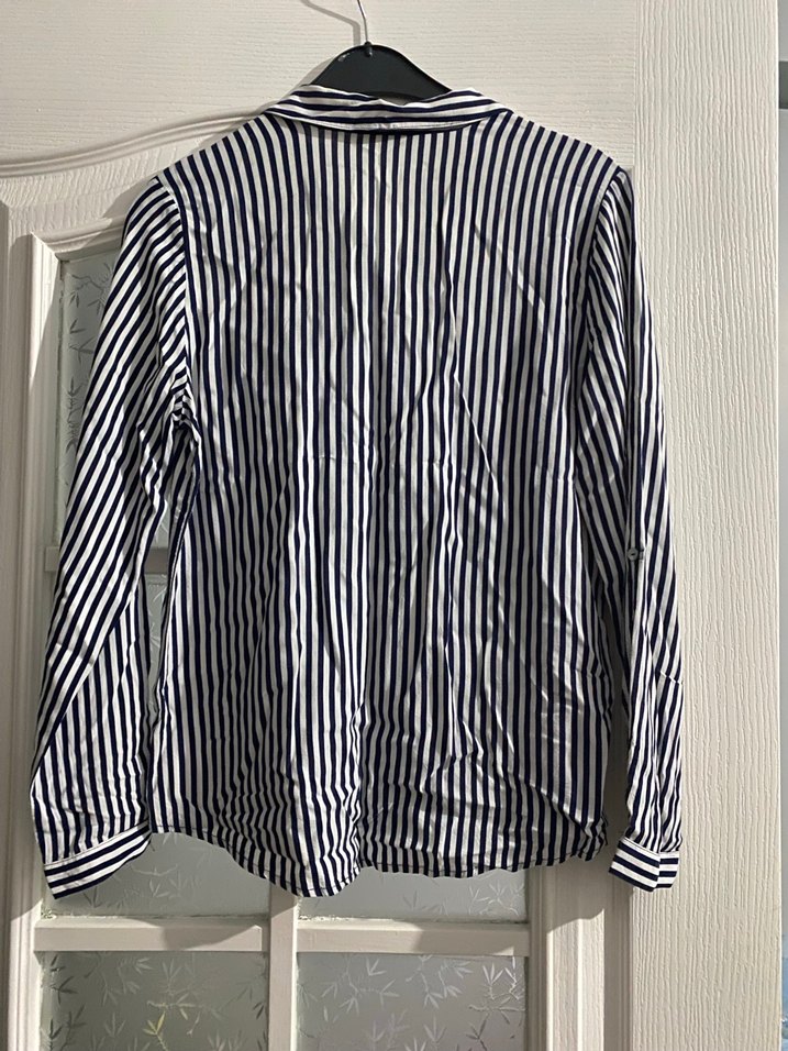 Pamuklu Çizgili Uzun Kollu Gömlek - Görsel 4