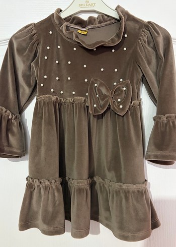 Kız Çocuk Kahverengi Fırfırlı Elbise - Görsel 3