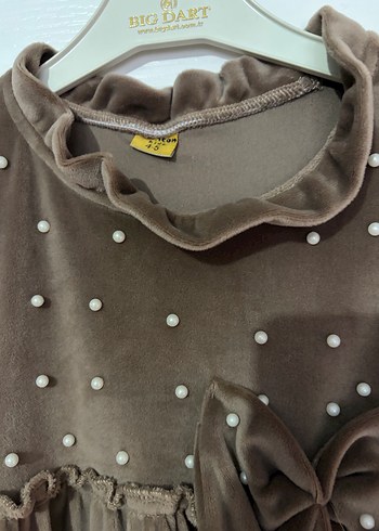 Kız Çocuk Kahverengi Fırfırlı Elbise - Görsel 2