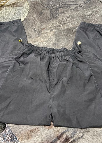 Siyah Kadın paraşüt Kumaş Pantolon - Görsel 4