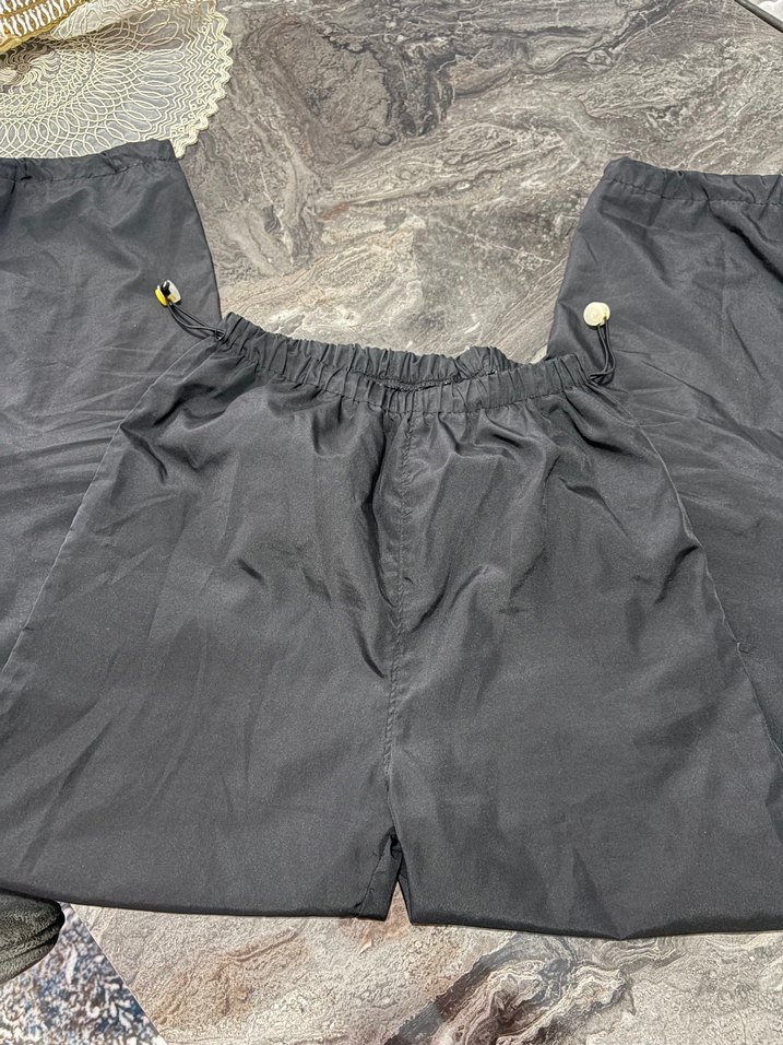 Siyah Kadın paraşüt Kumaş Pantolon - Görsel 4