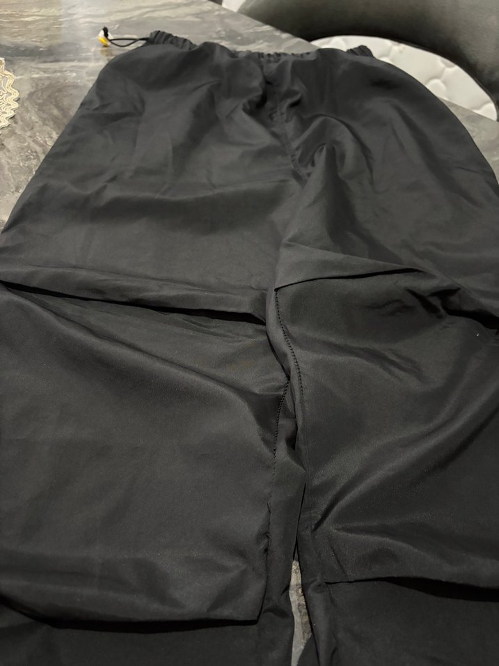 Siyah Kadın paraşüt Kumaş Pantolon - Görsel 3