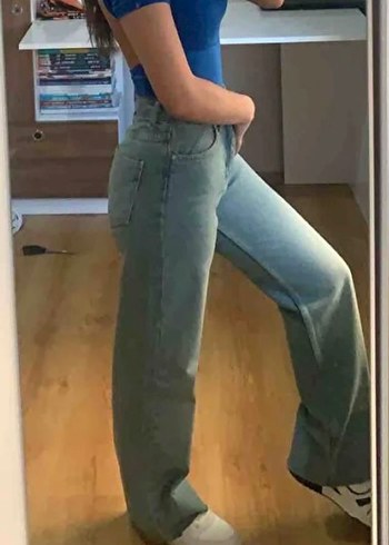 Bej Midi Boy Salaş Kot Pantolon - Görsel 3