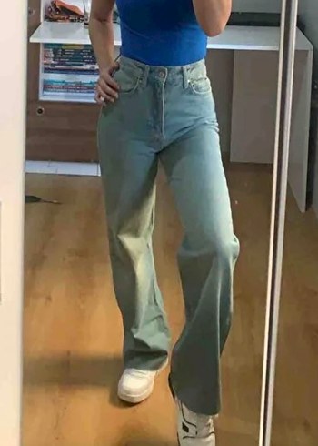 Bej Midi Boy Salaş Kot Pantolon - Görsel 2