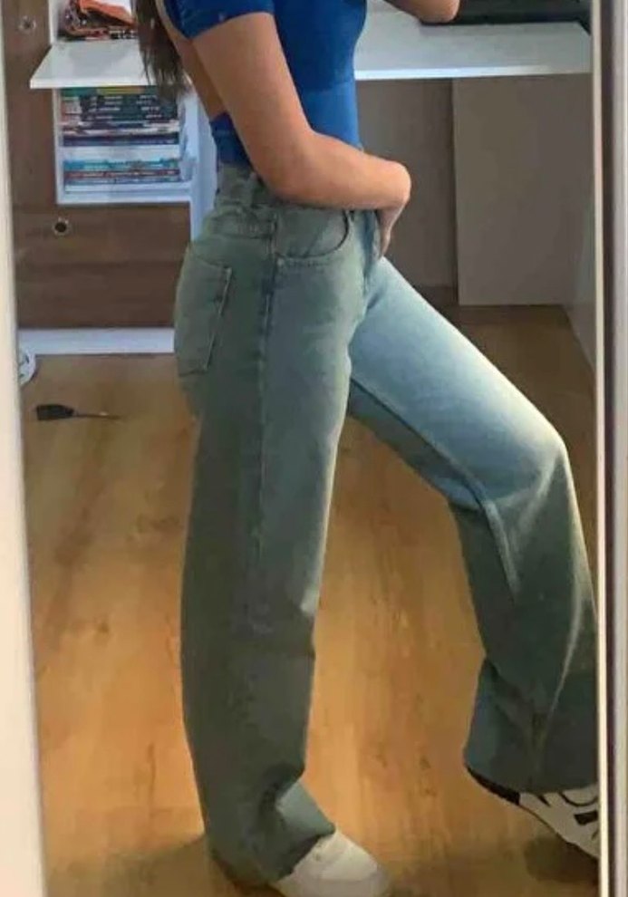 Bej Midi Boy Salaş Kot Pantolon - Görsel 3