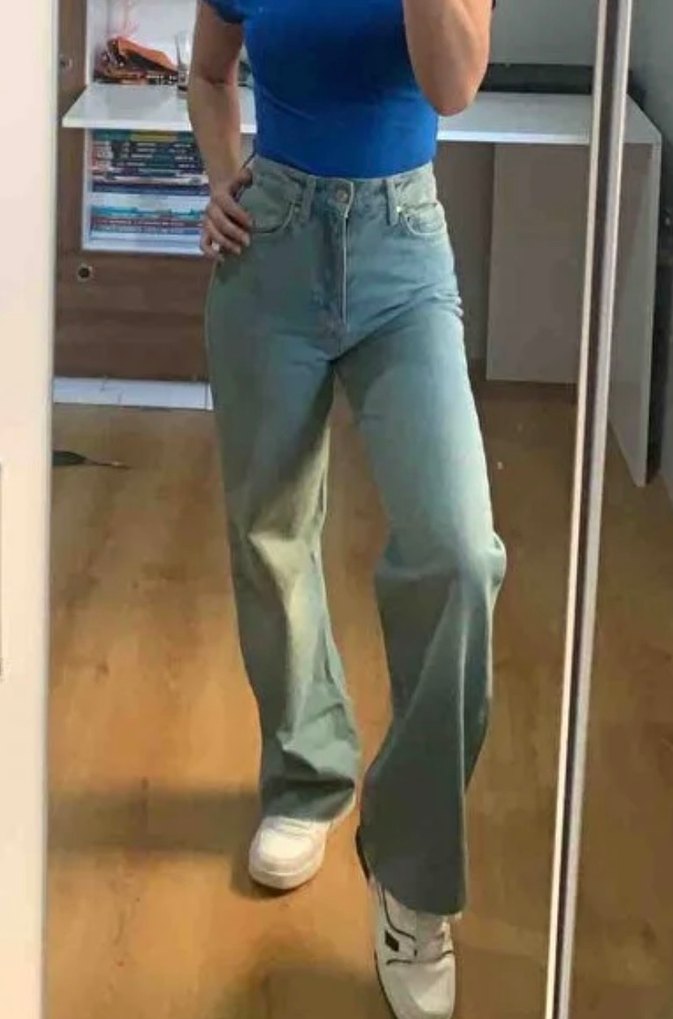 Bej Midi Boy Salaş Kot Pantolon - Görsel 2