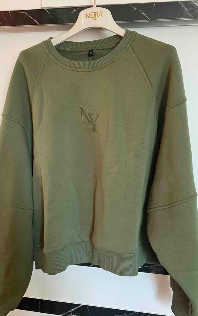 Gri Kadın Süet Sweatshirt - Görsel 2