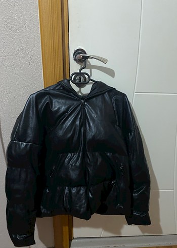 Siyah Deri Kadın mont - Görsel 2