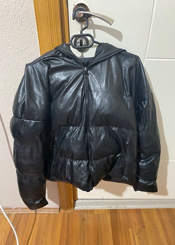 Siyah Deri Kadın mont - Görsel 6