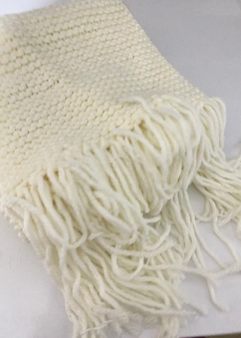 Beyaz Örgü Kadın atkı - Görsel 5