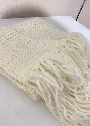 Beyaz Örgü Kadın atkı - Görsel 4