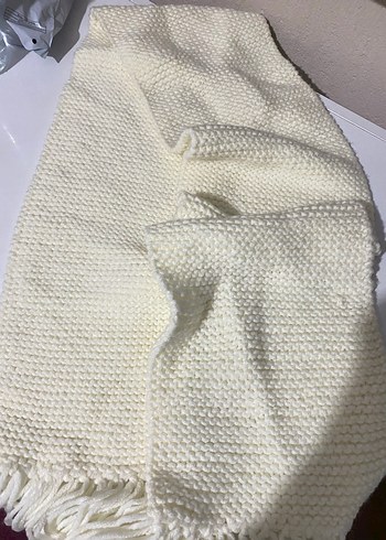 Beyaz Örgü Kadın atkı - Görsel 3