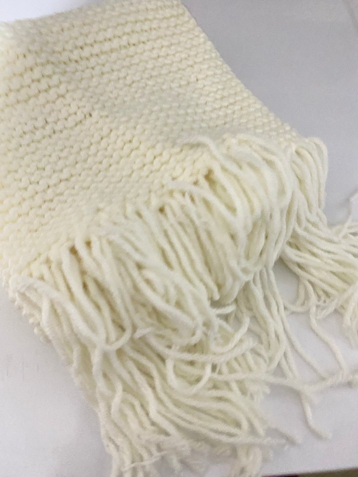 Beyaz Örgü Kadın atkı - Görsel 5