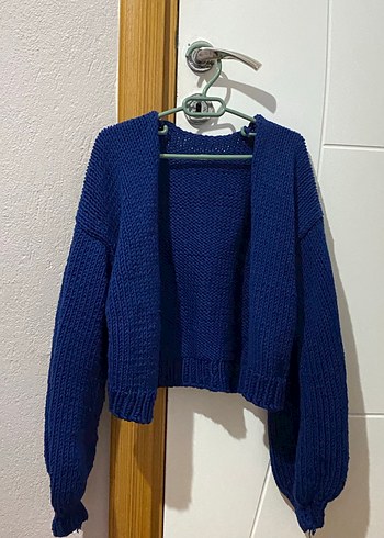 Kadın Lacivert Kısa Örgü Hırka - Görsel 4