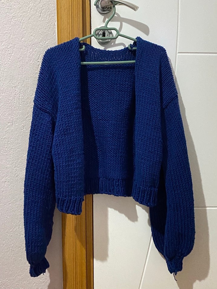 Kadın Lacivert Kısa Örgü Hırka - Görsel 2