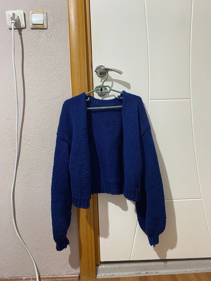 Kadın Lacivert Kısa Örgü Hırka - Görsel 3