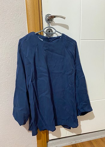 Mavi Keten Salaş Kadın Bluz - Görsel 3