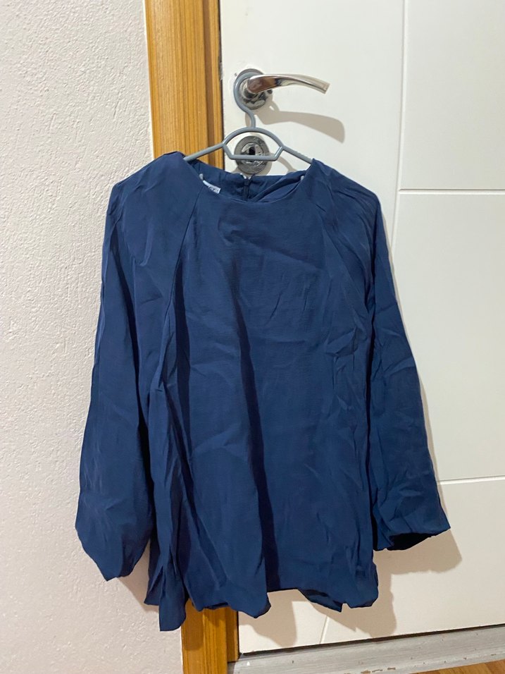 Mavi Keten Salaş Kadın Bluz - Görsel 2