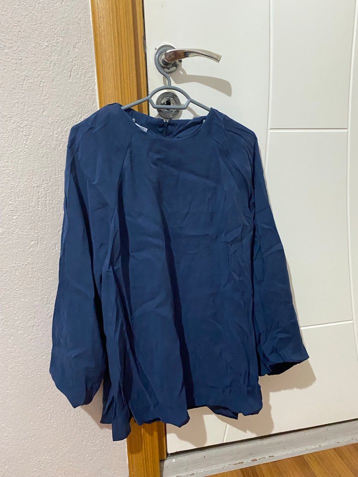 Mavi Keten Salaş Kadın Bluz - Görsel 3