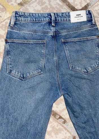 27 Beden Mavi Batik Desenli Kadın Denim Pantolon