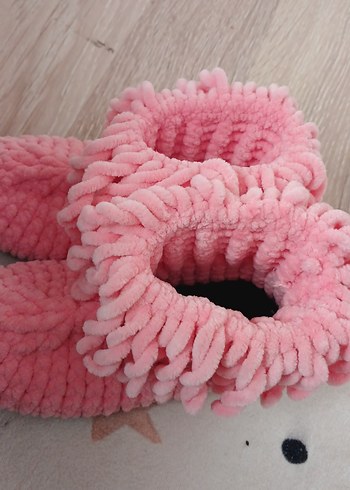 Kızlar için Pembe Örgü Sıcak Ev Terliği - Görsel 2