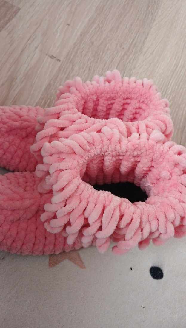 Kızlar için Pembe Örgü Sıcak Ev Terliği - Görsel 2