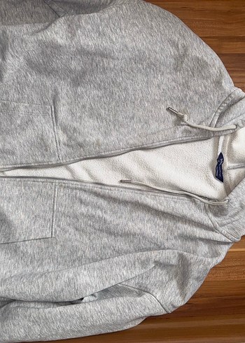 m Beden Gri Fermuarlı Erkek Sweatshirt
