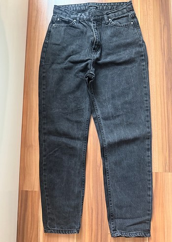 Gri Kadın Denim Mom Jean Pantolon