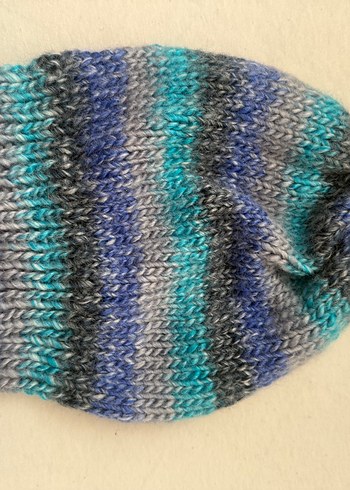 Mavi Gri El Örgü Kadın Bere - Görsel 2