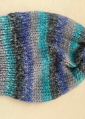 Mavi Gri El Örgü Kadın Bere - Görsel 3