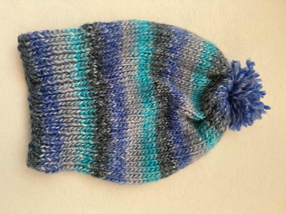 Mavi Gri El Örgü Kadın Bere - Görsel 2