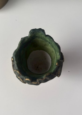 Yeşil Taçlı Gri Figürin mumluk - Görsel 2