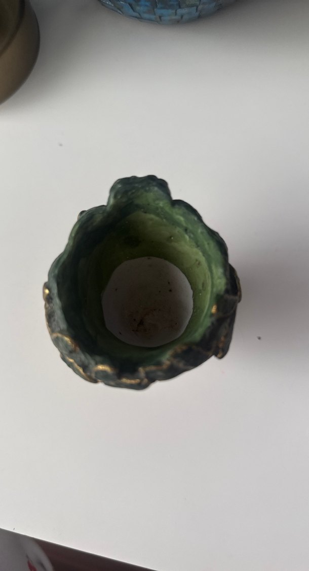 Yeşil Taçlı Gri Figürin mumluk - Görsel 2