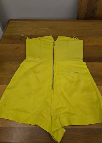 Sarı Straplez Midi Kadın Tulum - Görsel 2