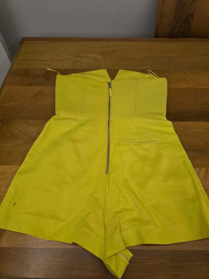 Sarı Straplez Midi Kadın Tulum - Görsel 2