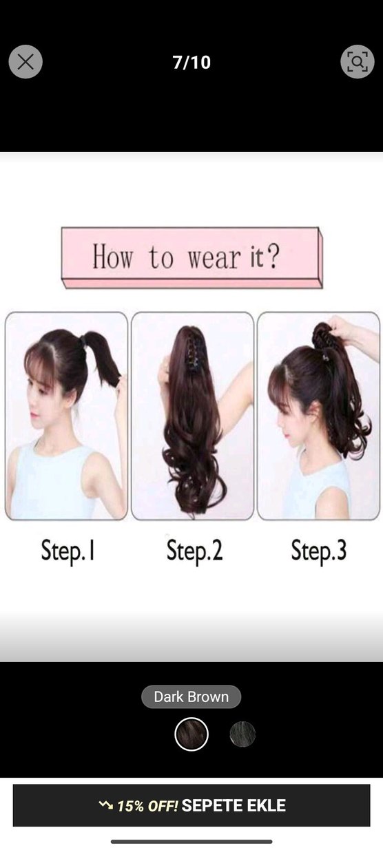 Koyu Kahverengi Elastik İpek Görünümlü Kadın  saç tokası - Görsel 3