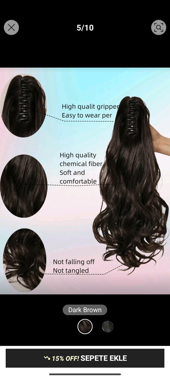 Koyu Kahverengi Elastik İpek Görünümlü Kadın  saç tokası - Görsel 5