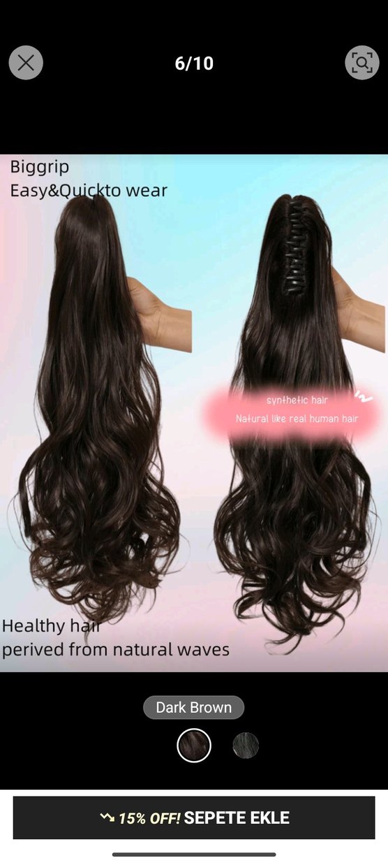 Koyu Kahverengi Elastik İpek Görünümlü Kadın  saç tokası - Görsel 4