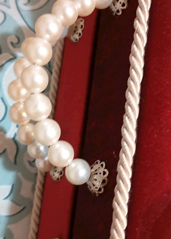 Kırmızı Kadife Kaplı Dini Kitap ve Tespih - Görsel 5