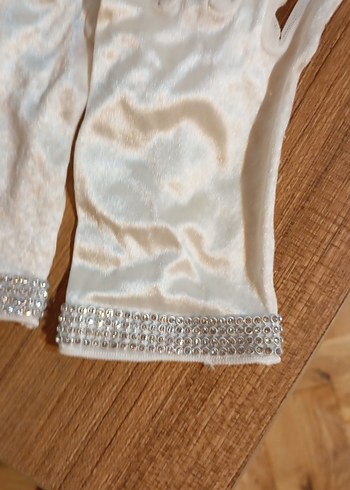 Beyaz Payetli Vintage Kadın Eldiven - Görsel 3