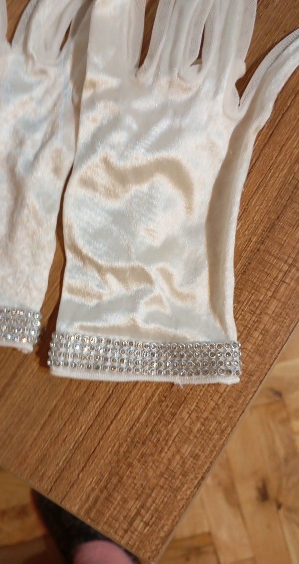 Beyaz Payetli Vintage Kadın Eldiven - Görsel 3