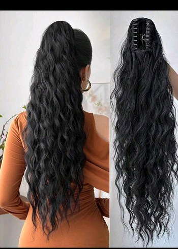 Parlak kahve rengiDalgalı Püsküllü Saç Tokası - Görsel 2