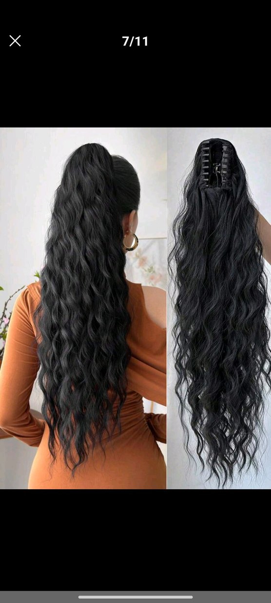 Parlak kahve rengiDalgalı Püsküllü Saç Tokası - Görsel 2