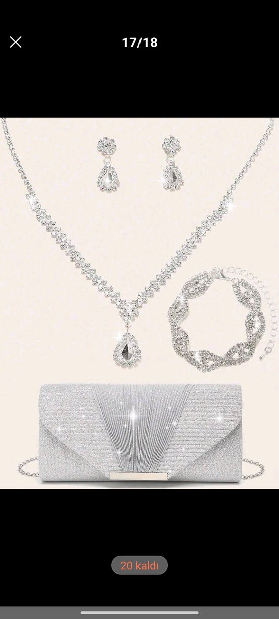 Gri İşlemeli Payetli Kadın Takı Seti - Görsel 3